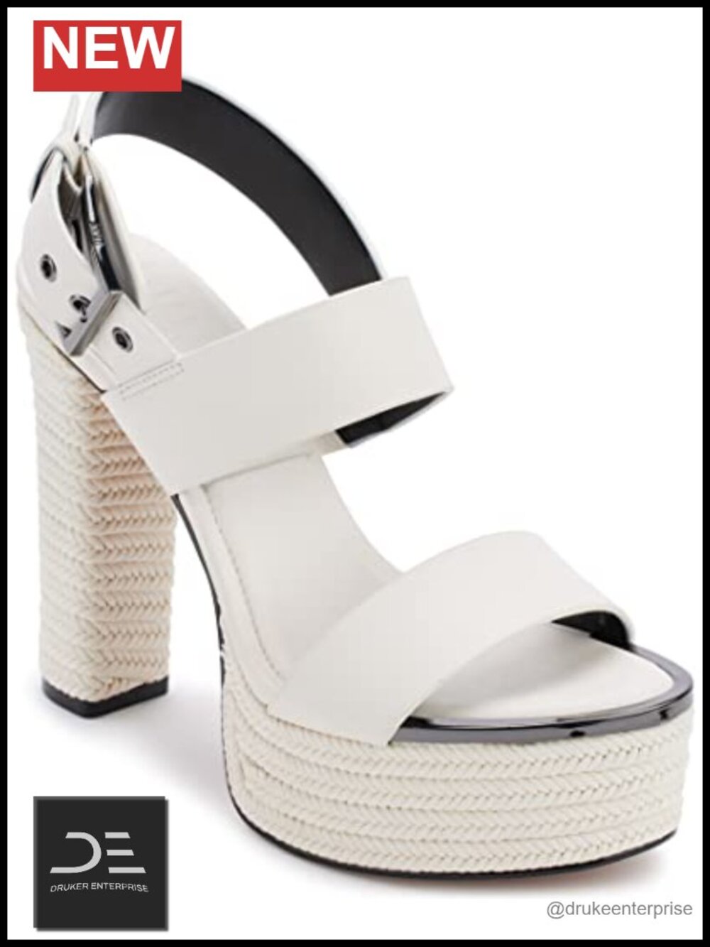 DKNY Yadira Double Strap Platform Heel Sandals Slingback Stiletto Leather